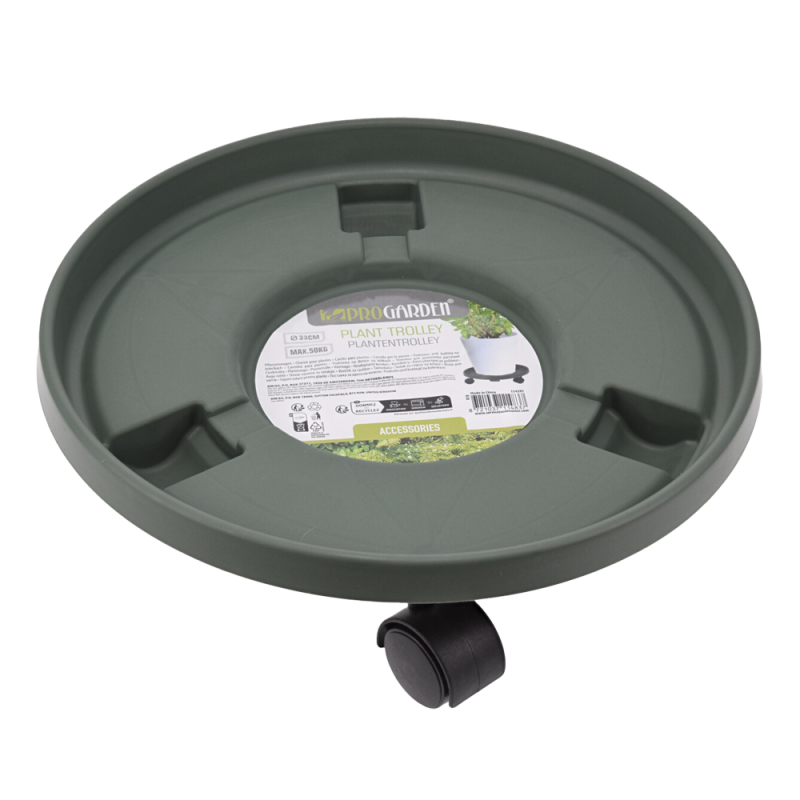 PORTA-MACETA CON RUEDAS 33CM VERDE KPM