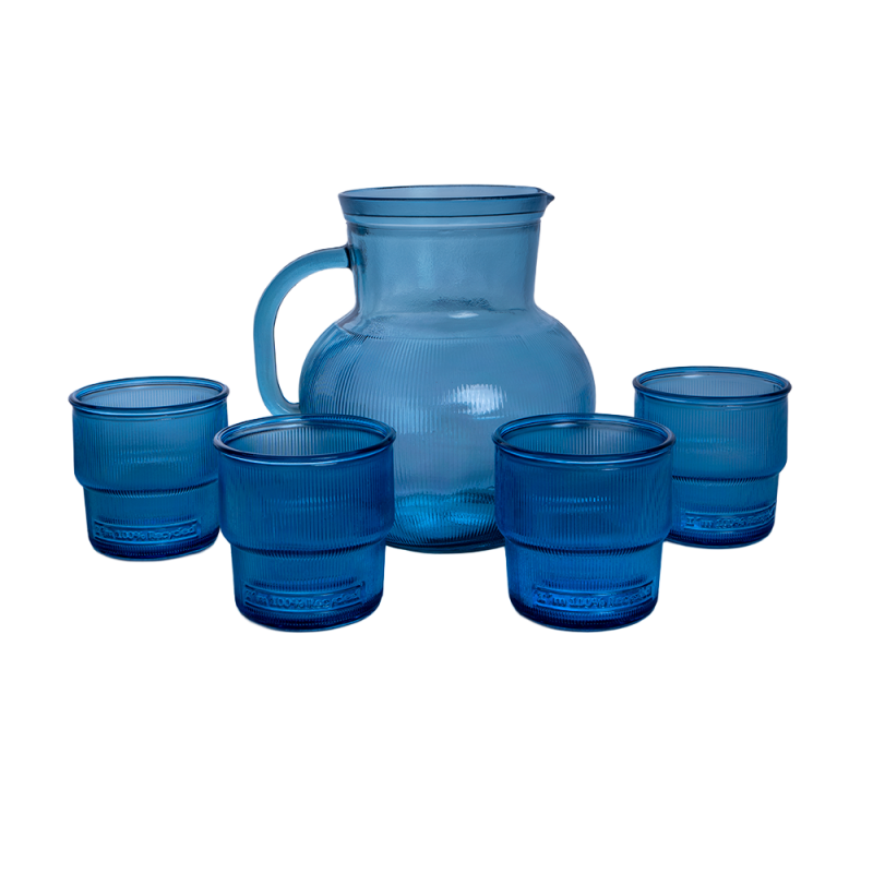 SET JARRA + 4 VASOS DB601 AZUL CIELO