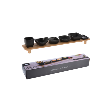 SET DE SERVIR 7 SALSEROS+PEDESTAL BAMBU