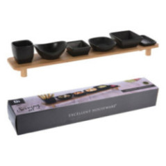 SET DE SERVIR 7 SALSEROS+PEDESTAL BAMBU