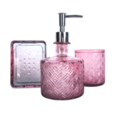 SET BAÑO DISP+VASO+JAB ROMBOS ROSAVDB801