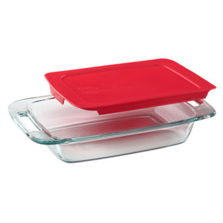 MOLDE "FÁCIL AGARRE" PYREX 1.9LTS CON TAPA ROJA