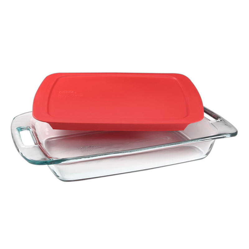 MOLDE "FÁCIL AGARRE" PYREX 2.85LTS CON TAPA ROJA