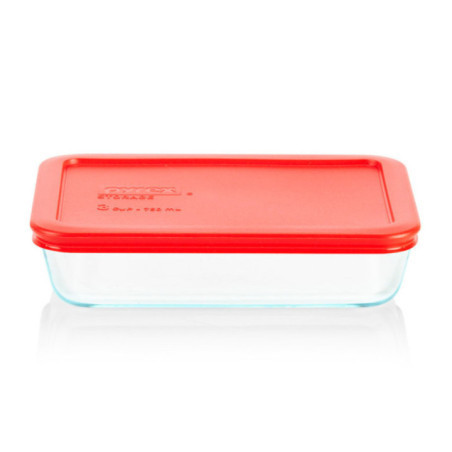 RECIPIENTE PARA ALIMENTOS 3TZS CON TAPA ROJA