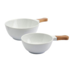 SET 2 BOLS DE CERAMICA CON MANGO DE MADERA