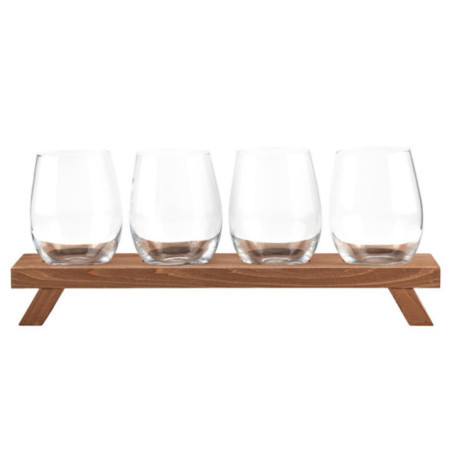 SET DE VASOS PARA VINO CON BASE MADERA