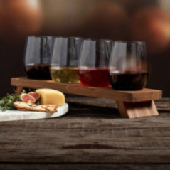 SET DE VASOS PARA VINO CON BASE MADERA