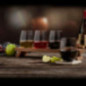 SET DE VASOS PARA VINO CON BASE MADERA