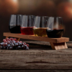 SET DE VASOS PARA VINO CON BASE MADERA