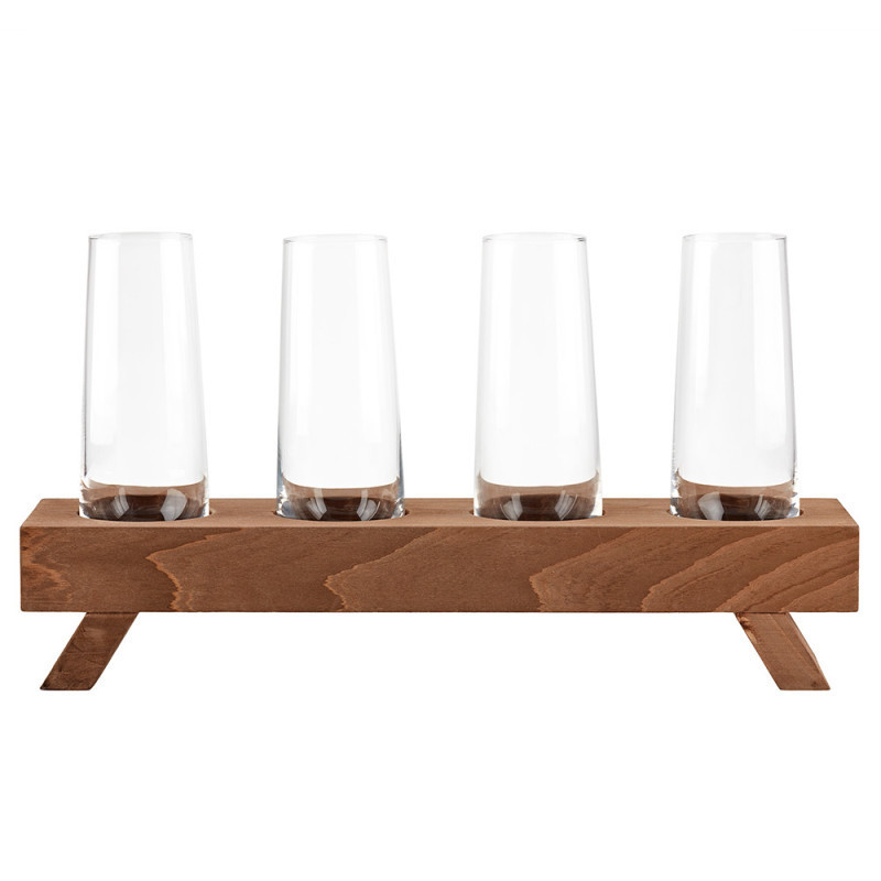 SET DE VASOS PARA MIMOSAS CON BASE DE MADERA