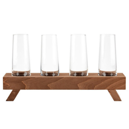 SET DE VASOS PARA MIMOSAS CON BASE DE MADERA