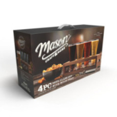 SET DE VASOS PARA CERVEZA CON BASE DE MADERA