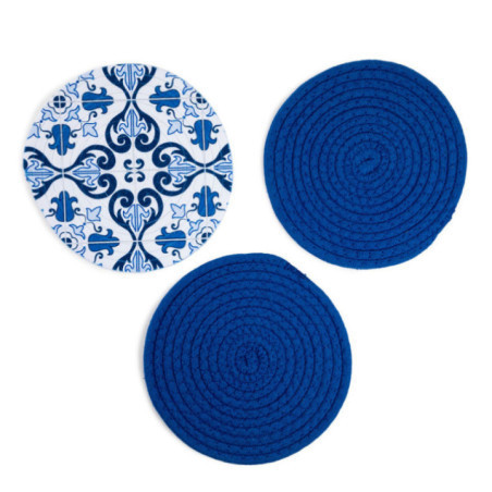 SET DE 3 SALVAMANTELES AZUL MARROQUI