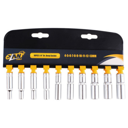 SET DADOS LARGOS MANDO 1/4" 10PC 4-13MM