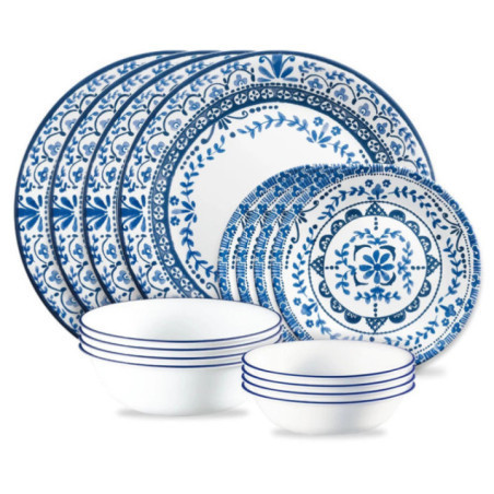 VAJILLA CORELLE 16PZS PORTOFINO AZUL