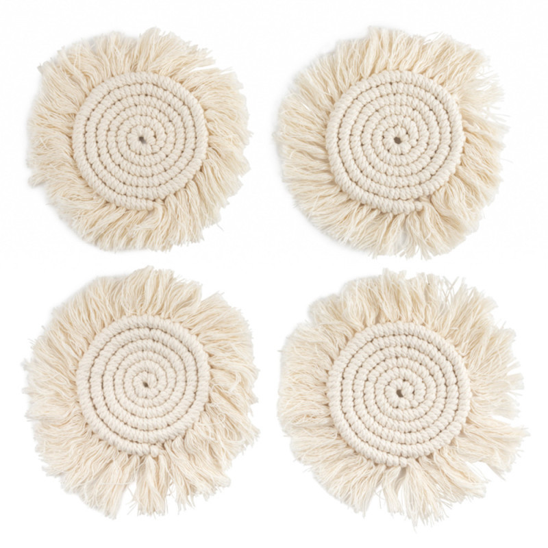 SET DE 4 POSAVASOS MACRAME REDONDA