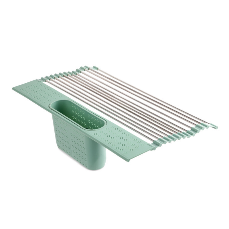 ESCURRIDOR LAVAPLATOS ENROLLABLE VERDE