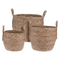 SET DE 3 CANASTAS DE HOJA DE TOTORA