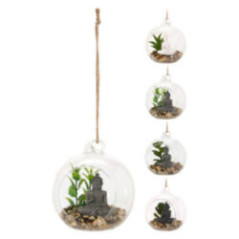 ESFERA COLGANTE CON PLANTA Y BUDA