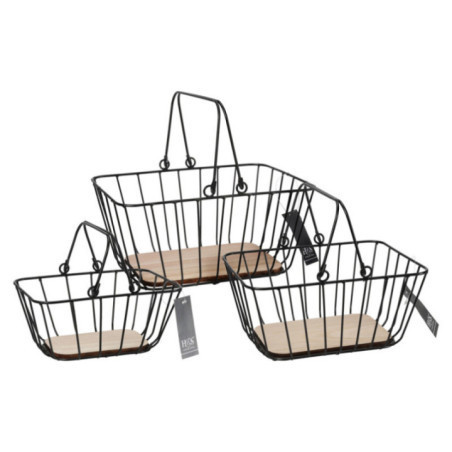 SET DE 3 CESTAS DE METAL NEGRO