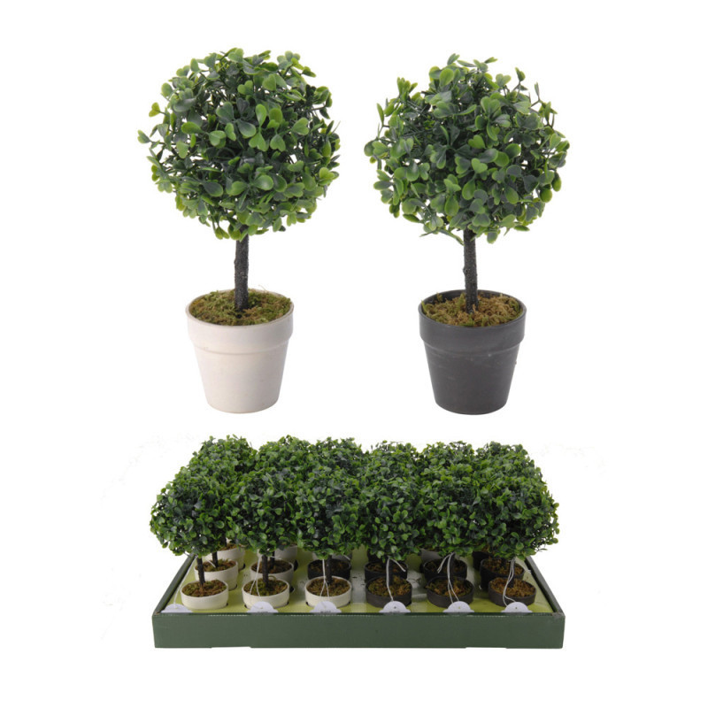 BUXUS ARTIFICIAL REDONDO EN MACETA NEGRA
