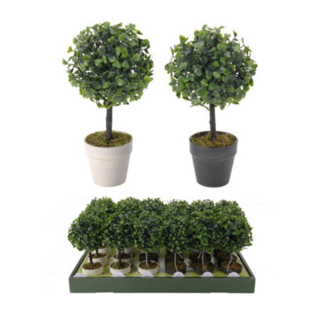 BUXUS ARTIFICIAL REDONDO EN MACETA NEGRA