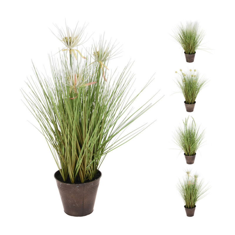 PLANTA DE HIERBA EN MACETA GRIS