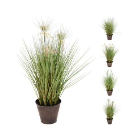 PLANTA DE HIERBA EN MACETA GRIS