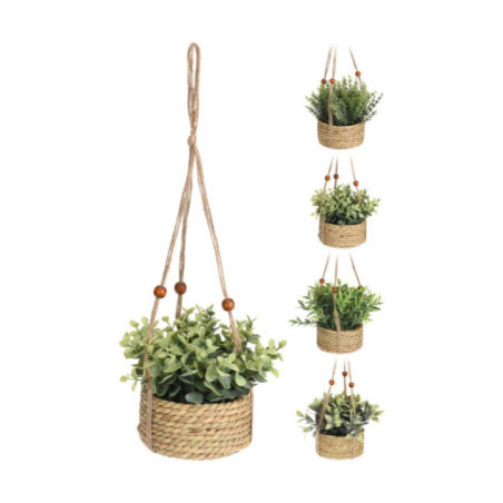 MACETA COLGANTE CON PLANTA ARTIFICIAL