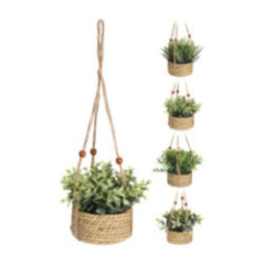 MACETA COLGANTE CON PLANTA ARTIFICIAL