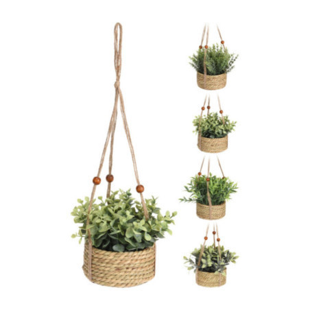 MACETA COLGANTE CON PLANTA ARTIFICIAL