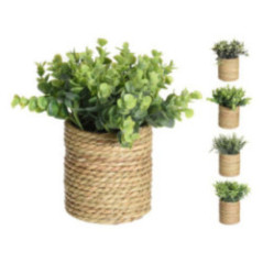 MACETA DE CUERDA CON PLANTA ARTIFICIAL