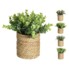 MACETA DE CUERDA CON PLANTA ARTIFICIAL