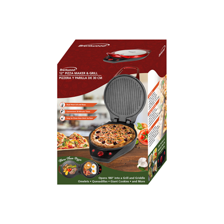 GRILL+PLANCHA PIZZA 30CM TS-124R ROJO
