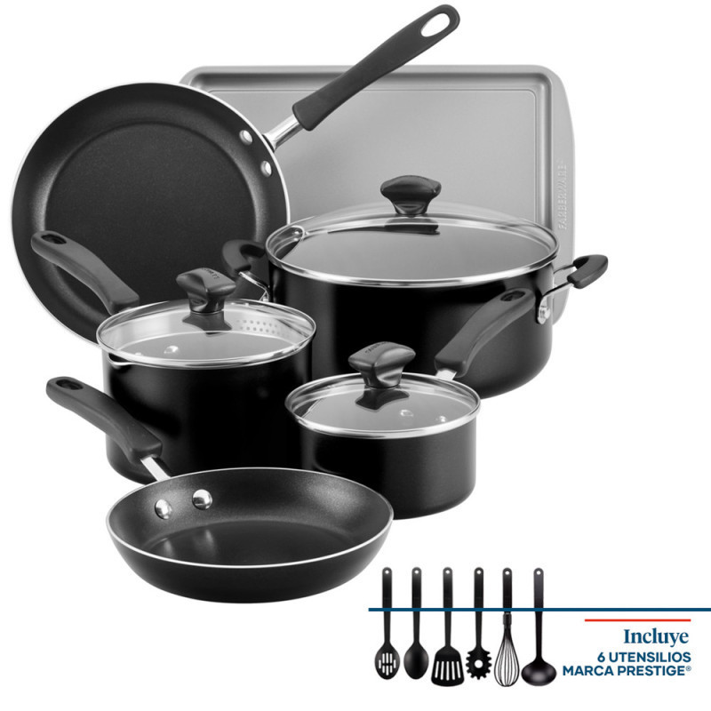 JUEGO DE OLLAS 15 PIEZAS FABERWARE COOKSTART - NEGRO