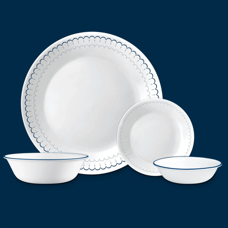 VAJILLA CORELLE 16 PIEZAS CASPIAN LACE AZUL