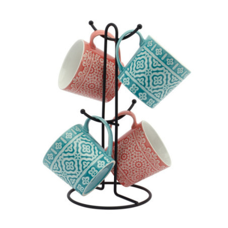 SET 4 TAZAS 458ML + SOPORTE