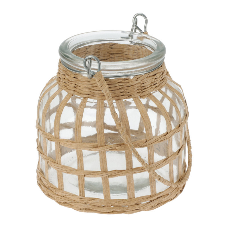 PORTAVELAS CON DETALLE TEJIDO PEQUEÑO